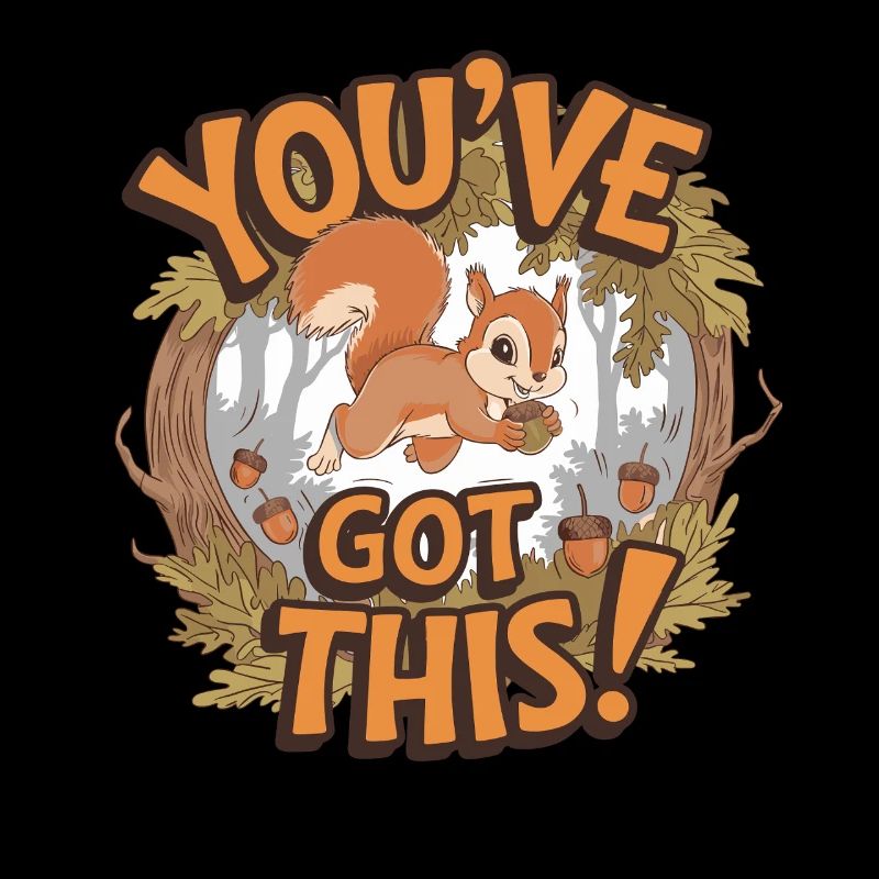 Du Schaffst Das! Eichhörnchen Mit Eichel