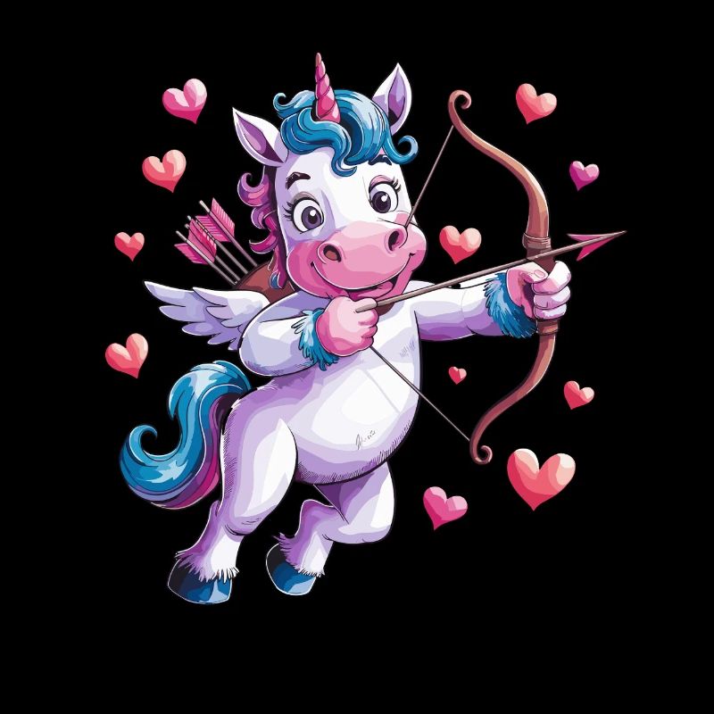 Mignon licorne Cupidon avec des ailes et