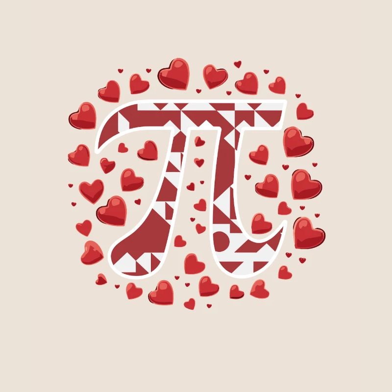 Pi symbol surrounded by hearts for