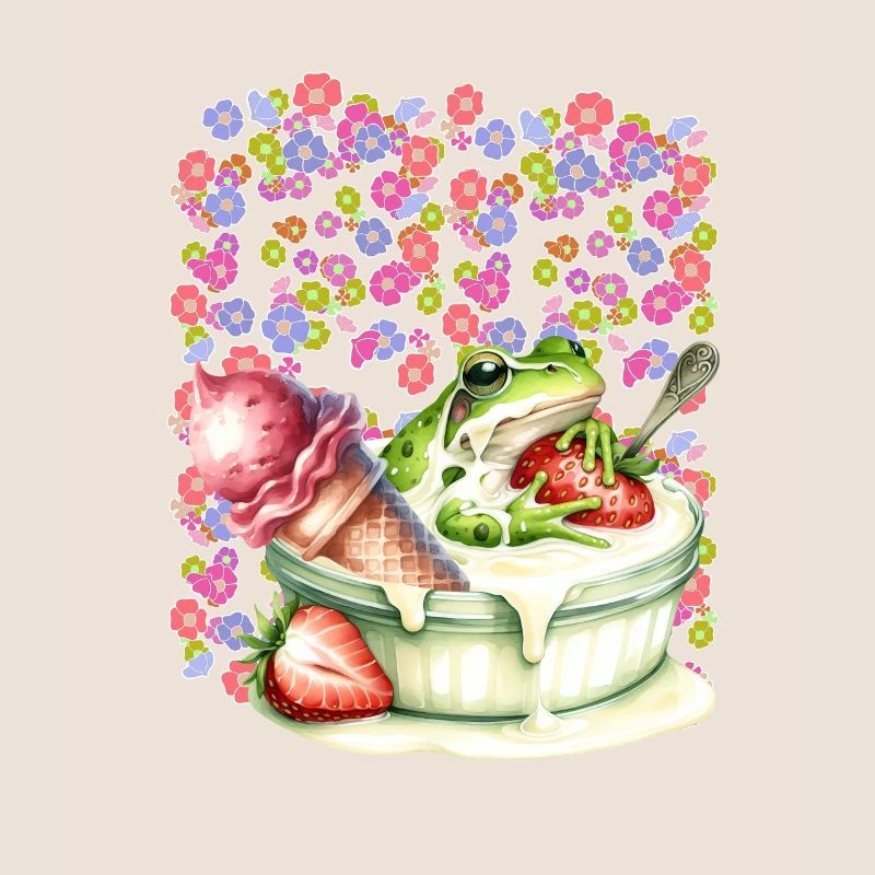 Frosch Frösche Dessert Eis Eiscrem Eiskrem Erdbeer
