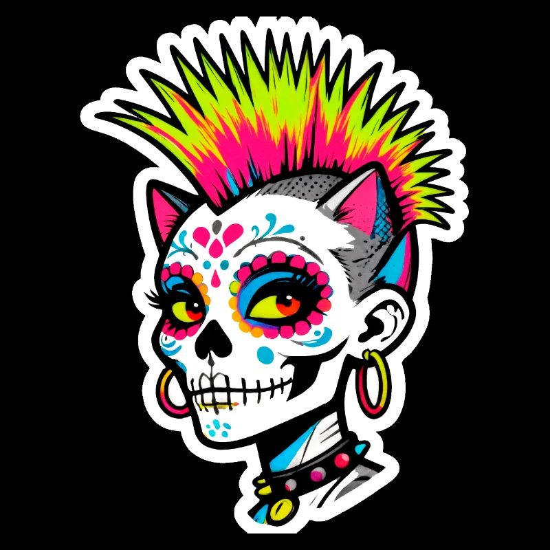 Punk Neon Skull