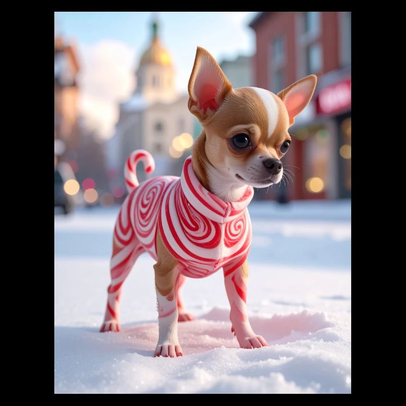 Chihuahua en pull tourbillon rouge