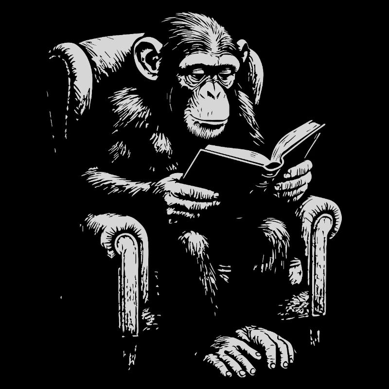 Ape Reading dans le fauteuil