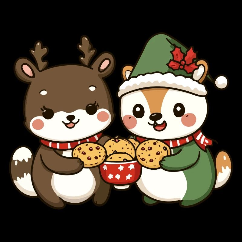 Animaux mangeant des biscuits Pâtisserie de Noël