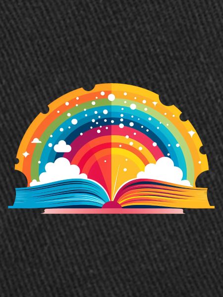 Rainbow Book with Clouds