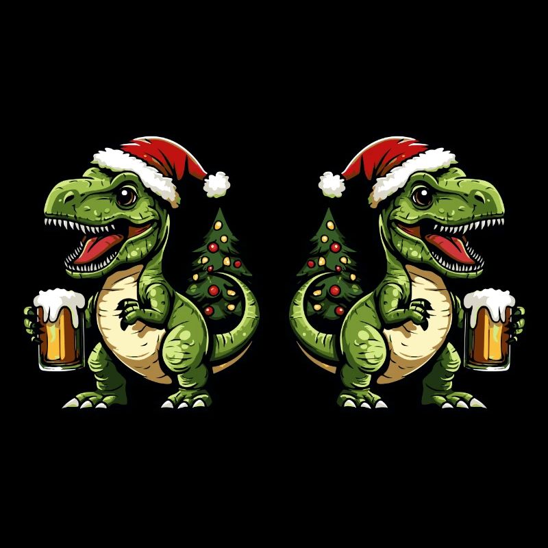 Dinosaur T-Rex Christmas Beer Team