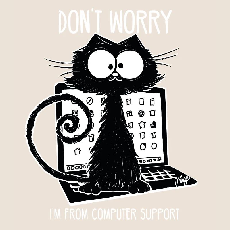 Black Cat Funny Saying Computer Support