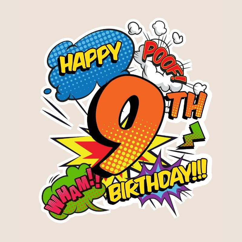 9. Geburtstag Junge Comic-Stil Superhelden