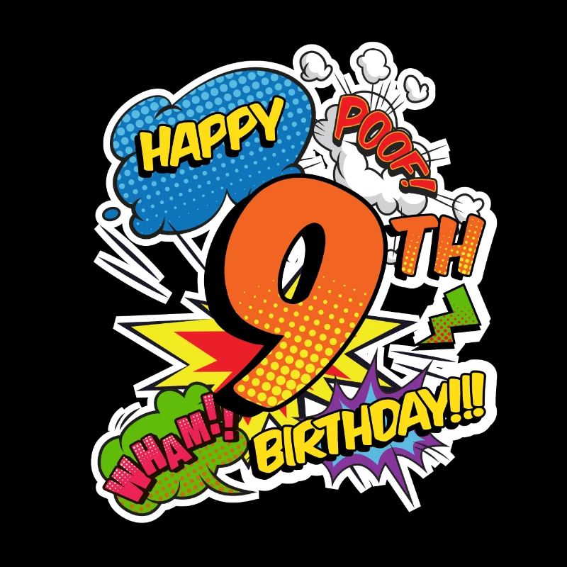 9th Birthday Young Comic Style Superheroes