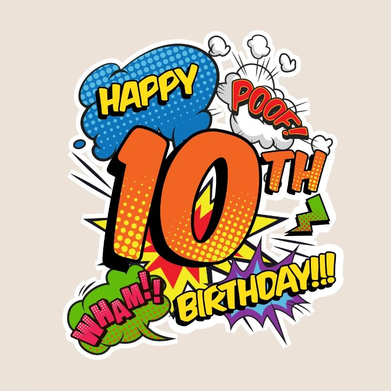 10. Geburtstag Junge Comic-Stil Superhelden