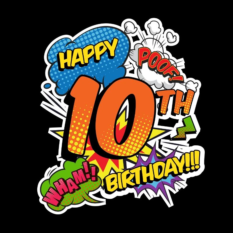 10th Birthday Young Comic Style Superheroes