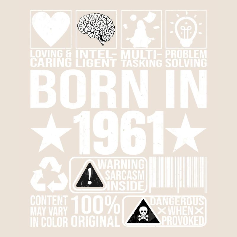 Né en 1961 Content Warning Label Barcode