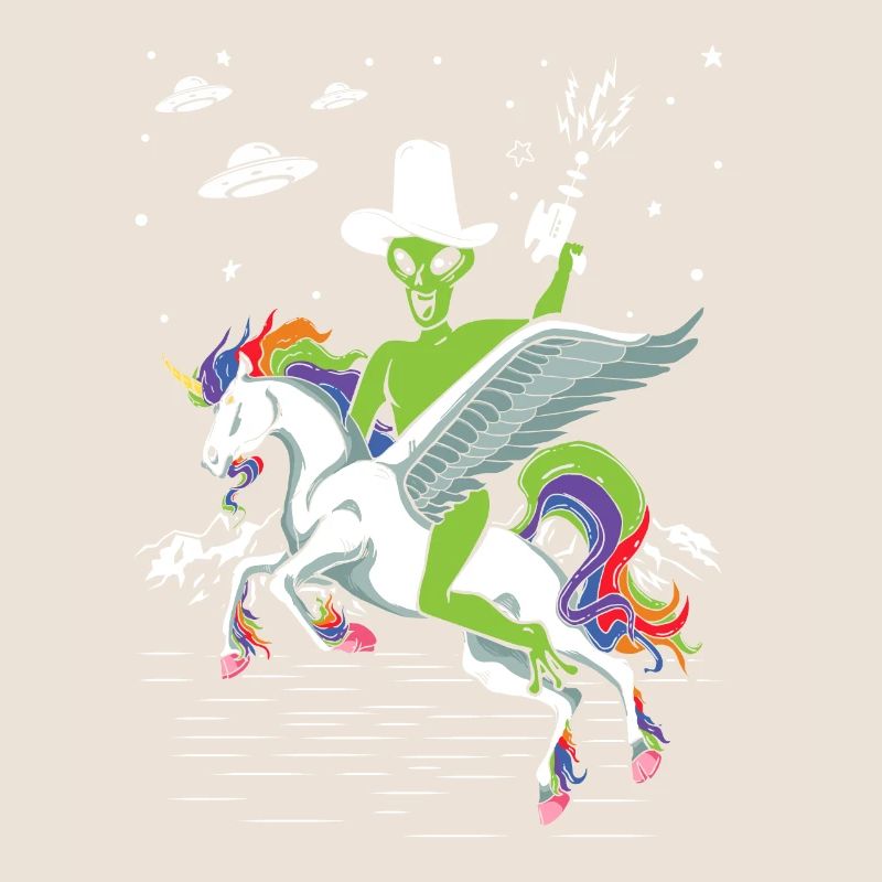 Alien reitet Einhorn Unheimlich