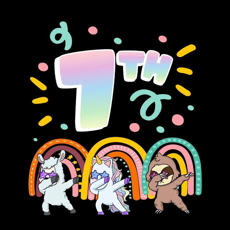 7th Birthday Dabbing Llama Unicorn Sloth | 7th