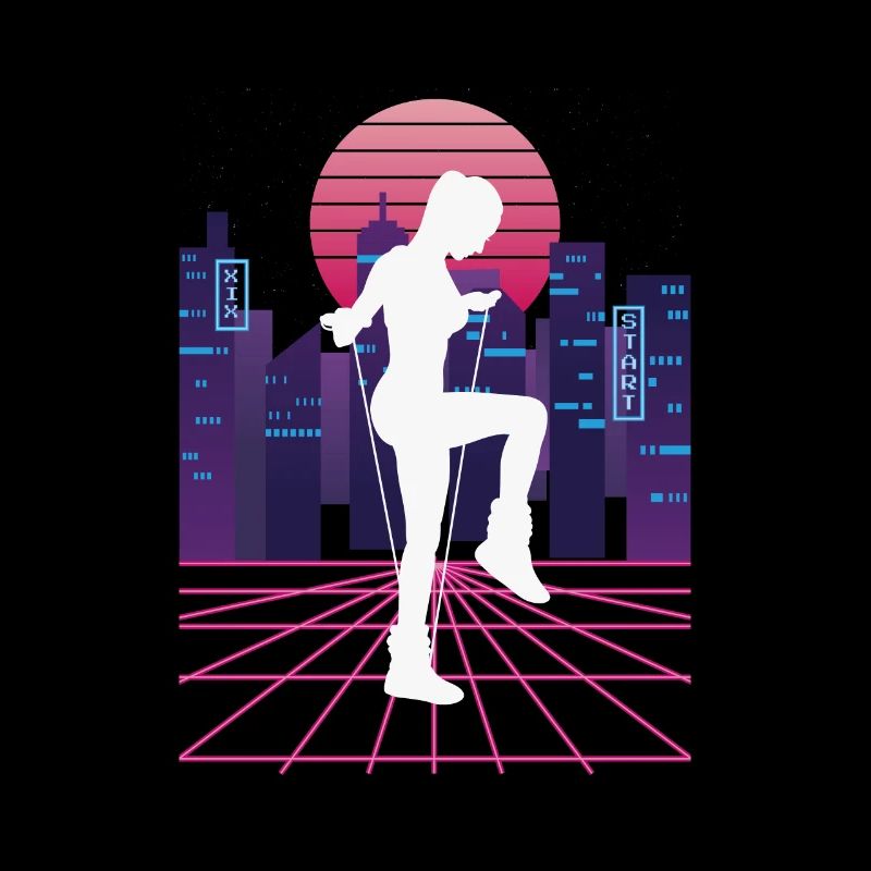 Vaporwave Synthwave Skyline Saut à la corde