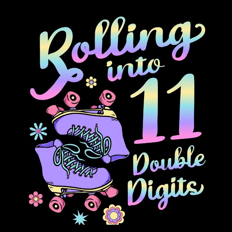 Rolling Into 11 Double Digits Floral Skaters 11.
