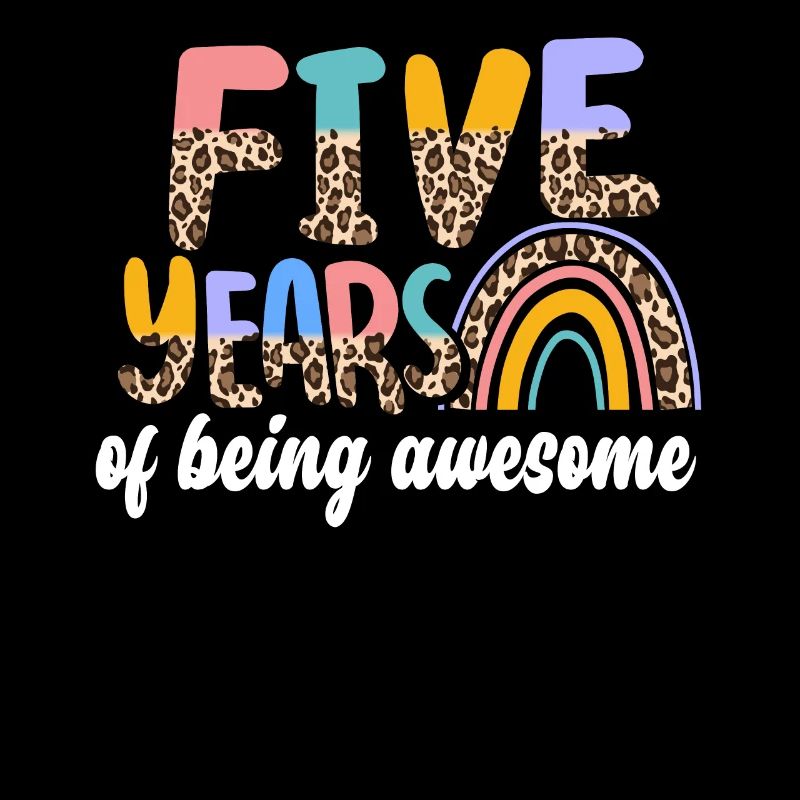 Five Years Awesome Animal Skin Pattern Birthday