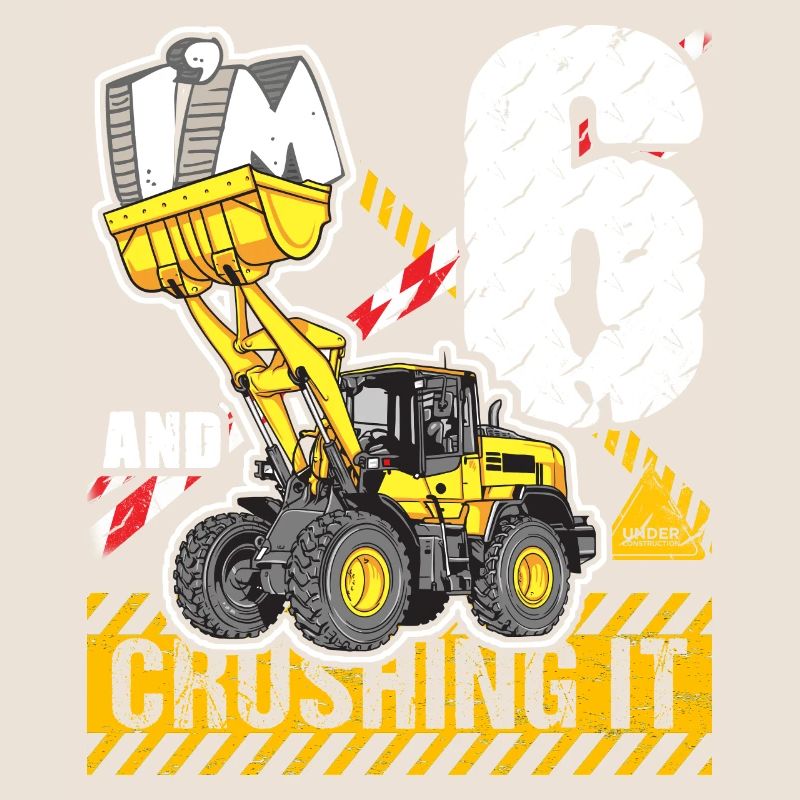 Ich bin 6 & zerquetscht es 6. Geburtstag Jungen Bagger
