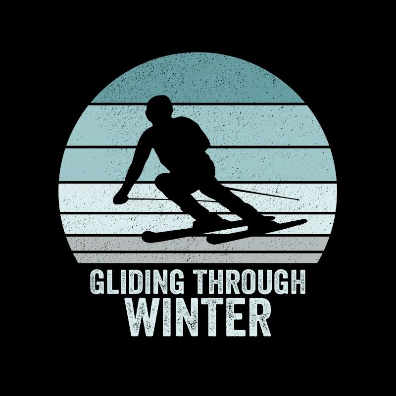 Gliding through Winter Skier Vintage Ski
