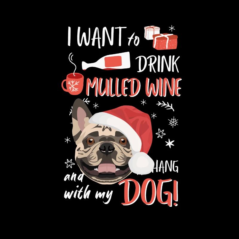 Français Bulldog vin chaud de Noël