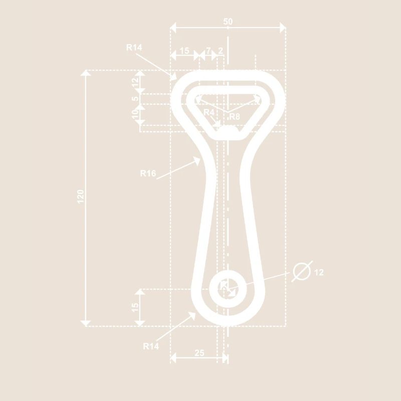 Technical drawing bottle opener