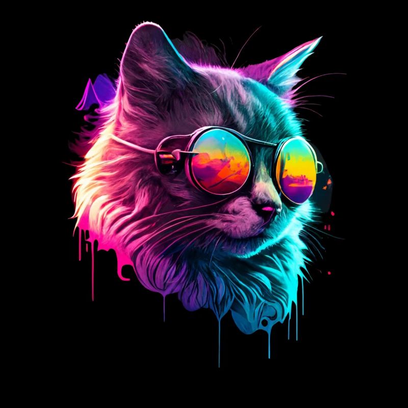 Cat Vaporwave Esthétique Rétro