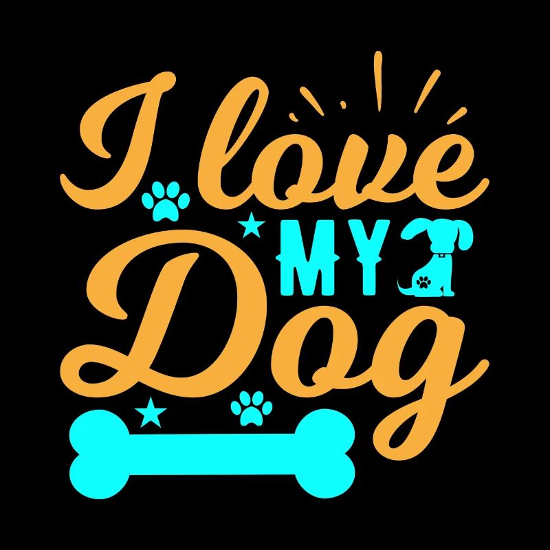 J’aime mon chien - os - pattes - étoiles
