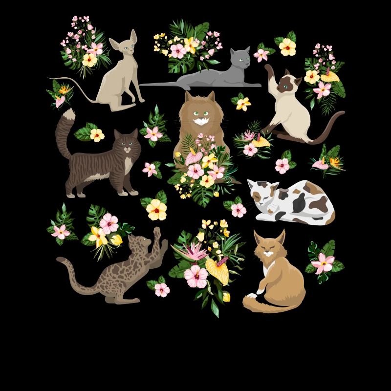 Chats Ludiques Fleurs Mignons Félins