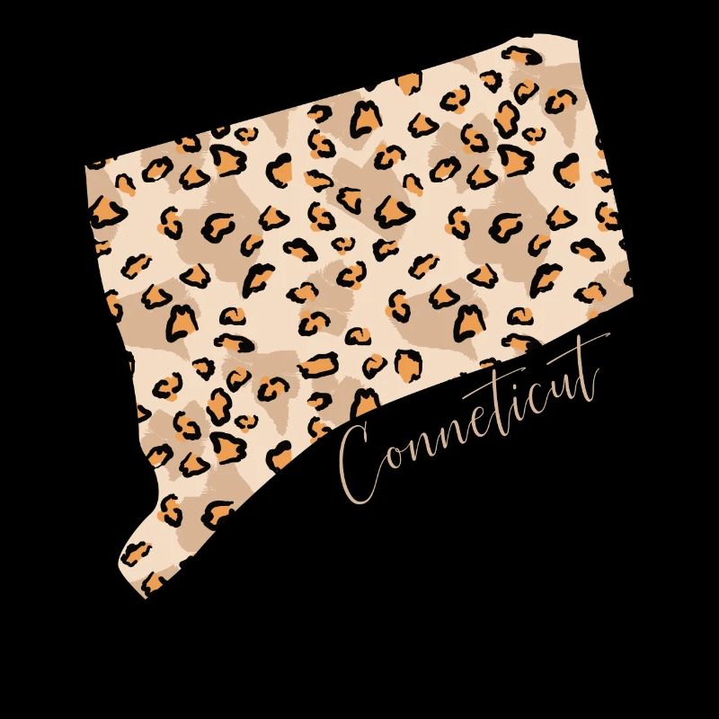 Leopard Print Map State of Cenneticut
