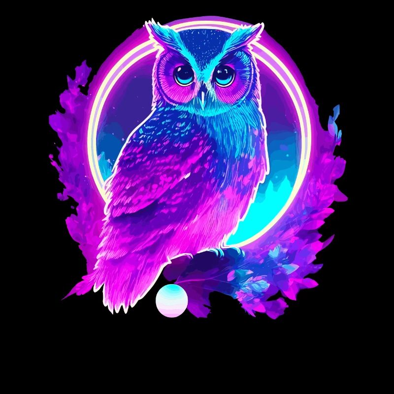 Owl Neon Moon Synthwave