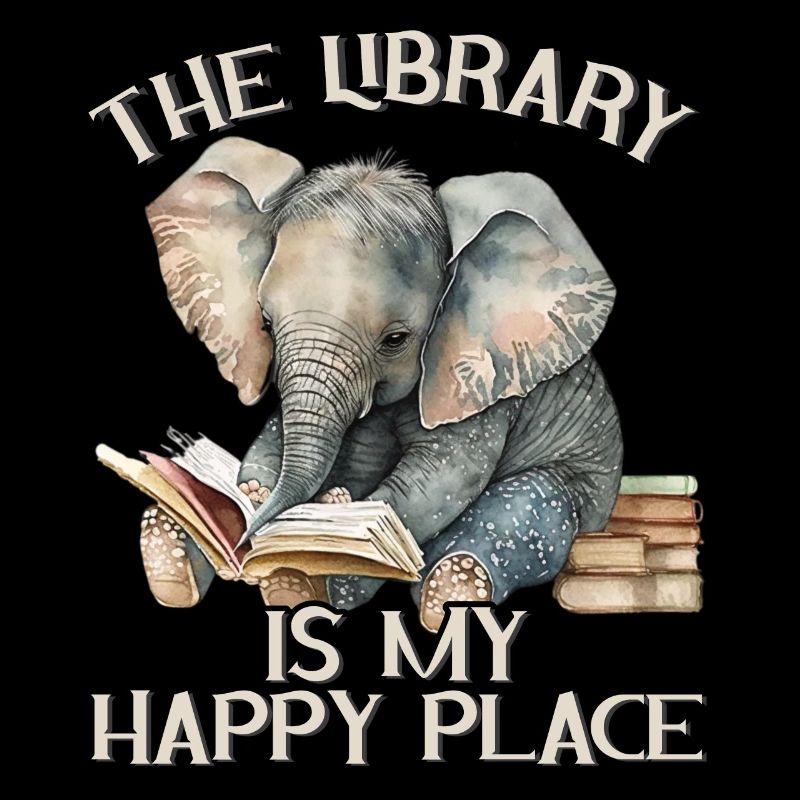 La bibliothèque est mon lieu de bonheur, éléphant
