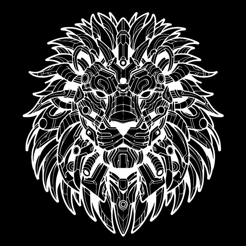 Lion biomécanique - Design blanc