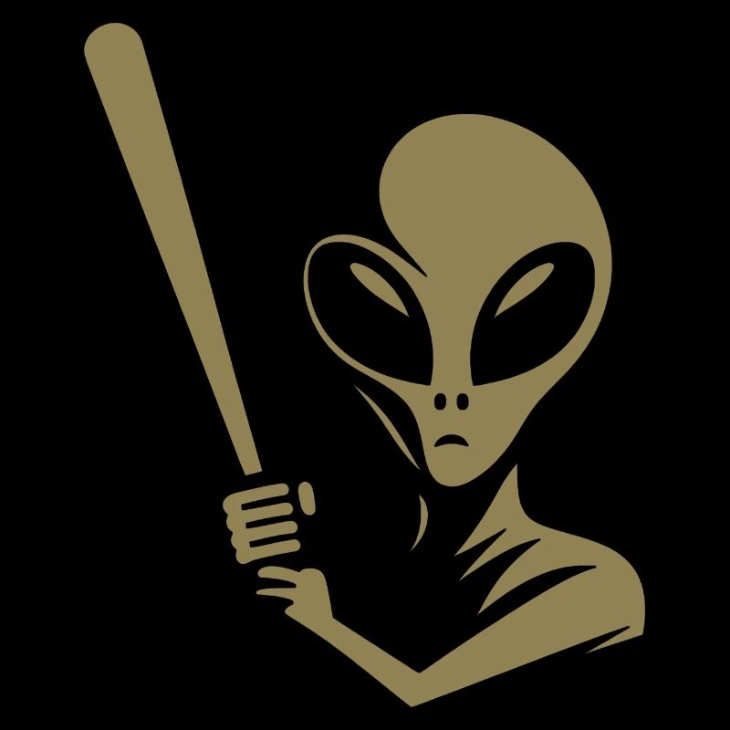 Alien Baseball Player Silhouette Minimalist