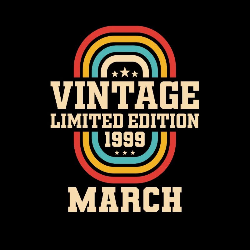 25th Birthday March Vintage 1999 Gift Idea
