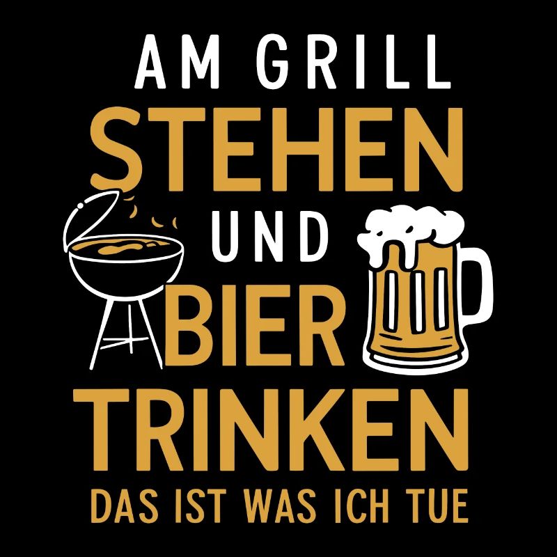 Am Grill stehen Bier trinken Lustiger Grill Bier