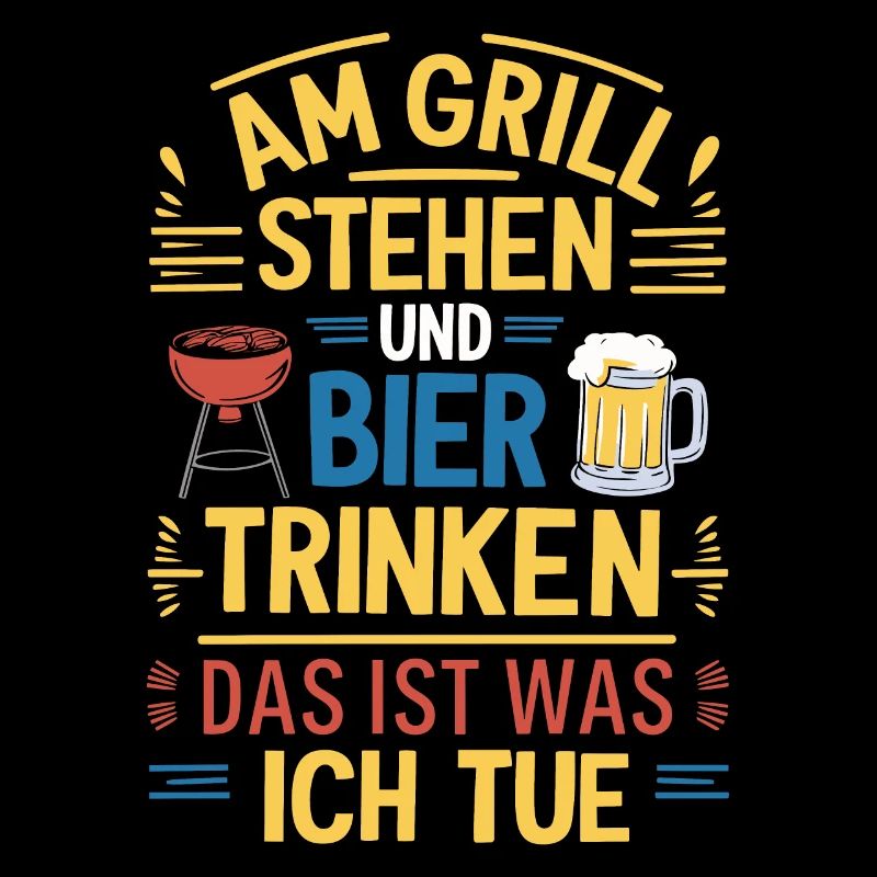 Am Grill stehen Bier trinken Lustiger Grill Bier