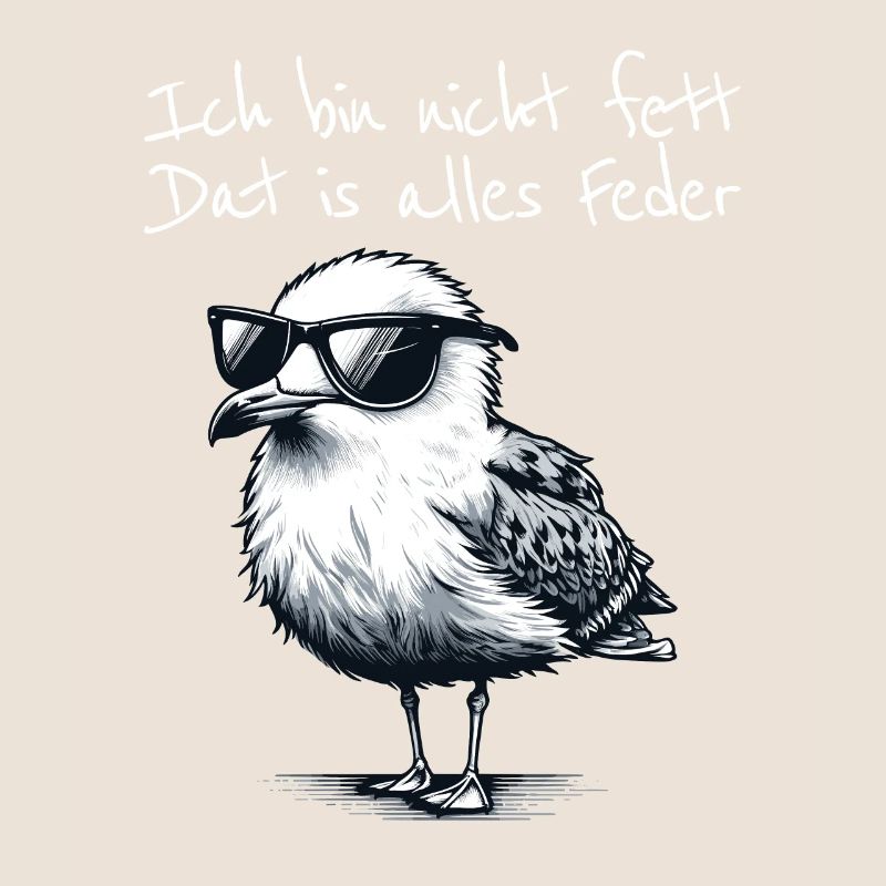 Ich bin nicht fett dat is alles Feder Möwe Spruch