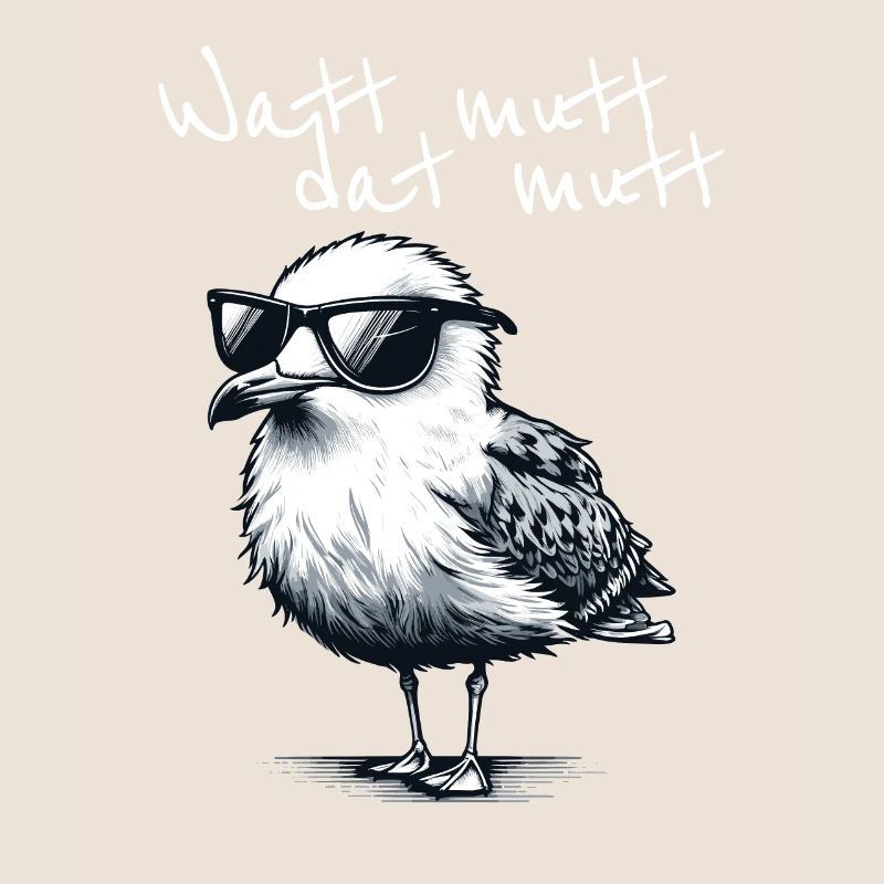 Watt mutt dat mutt Coole Möwe Nordsee Spruch