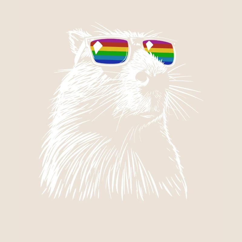 Cool Capybara - Dessin Silhouette Arc-en-ciel