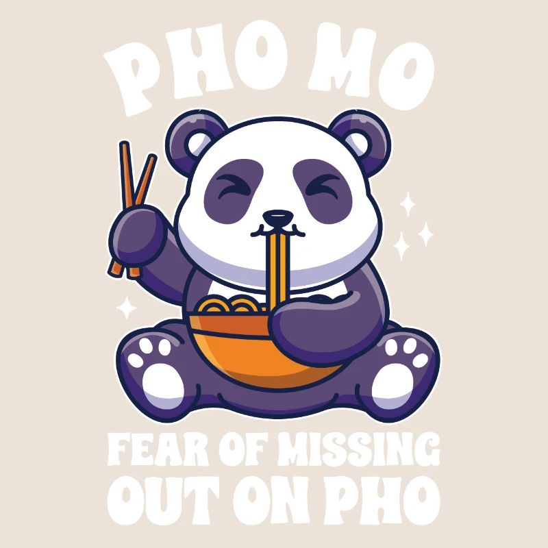 Drôle Pho Panda mignon mangeant Pho