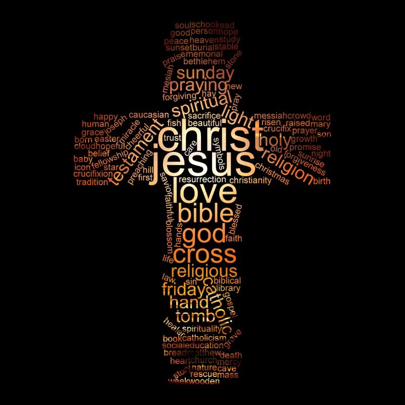 Croix de Christ de Jésus avec des mots au sujet de Dieu