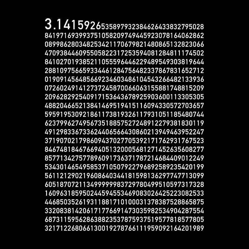 Pi 1000 chiffres mathématiques numéros de maths cadeau
