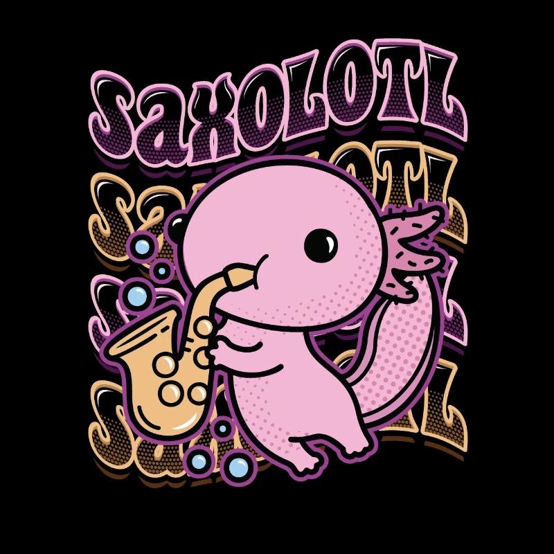 Saxolotl Axolotl joue du saxophone