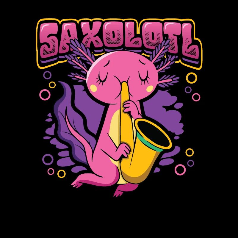 Saxolotl Axolotl joue du saxophone