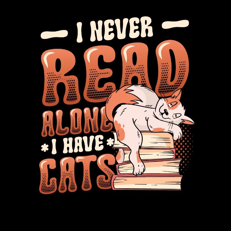 Bookworm reading books, cats.