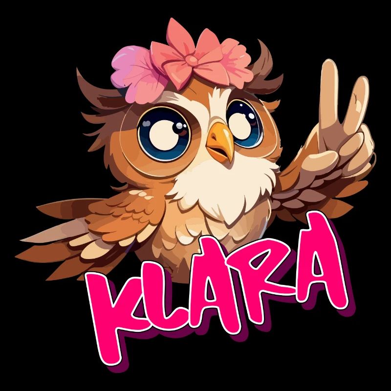 KLARA - Schöner Mädchen Name mit süßer EULE