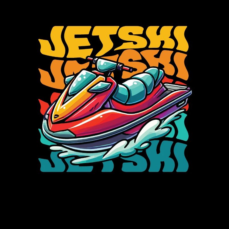 Jet Ski Aventure Été Rétro