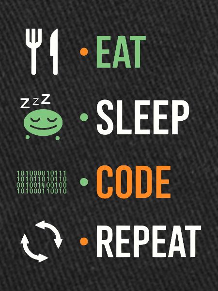 Eat, sleep, code, repeat.