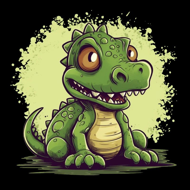 Dino mignon en vert, motif de dinosaure mignon