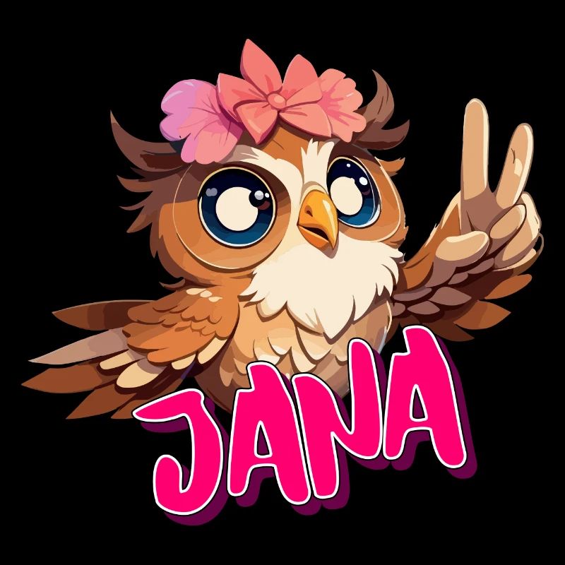 JANA - Schöner Mädchen Name mit süßer EULE